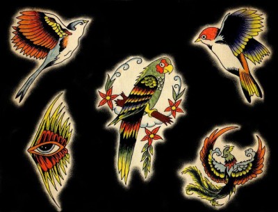 Флеши и эскизы татуировок птиц, эскиз перья