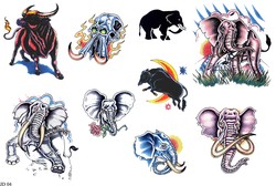 Каталог татуровок - тату буйвола, татуировка зубра, эскиз татуировки слона