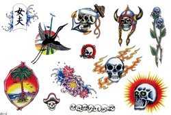 Tattoo черепов, татуировка иероглиф, тату аиста, тактуировка пальмы, цветы