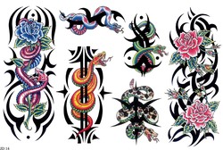 Татуировки змей, татуировка цветов предствлены в каталоге татуировок