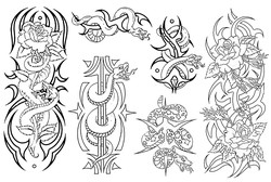 Татуировки змей, татуировка цветов предствлены в каталоге татуировок