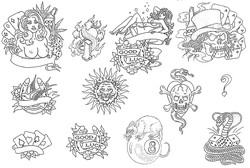 Каталог татуировок - татуировки на удачу, шар, кости, карты, тузы, подковы