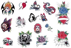 Татуировка бабочки, тату скорпиона, паук татуировка, черепа, розы