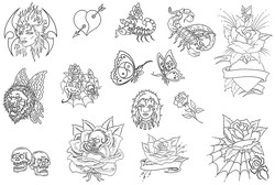 Татуировка бабочки, тату скорпиона, паук татуировка, черепа, розы