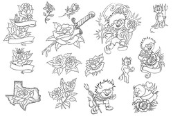 Розы, татуировка чертенка, татуировка свинки - каталог татуировок