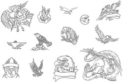 Каталог татуировок - лист с эскизами татуировок орла