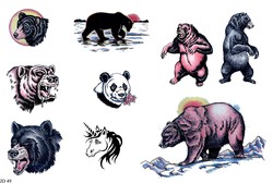 Эскизы татуировок медведя, единорог в каталоге татуировок